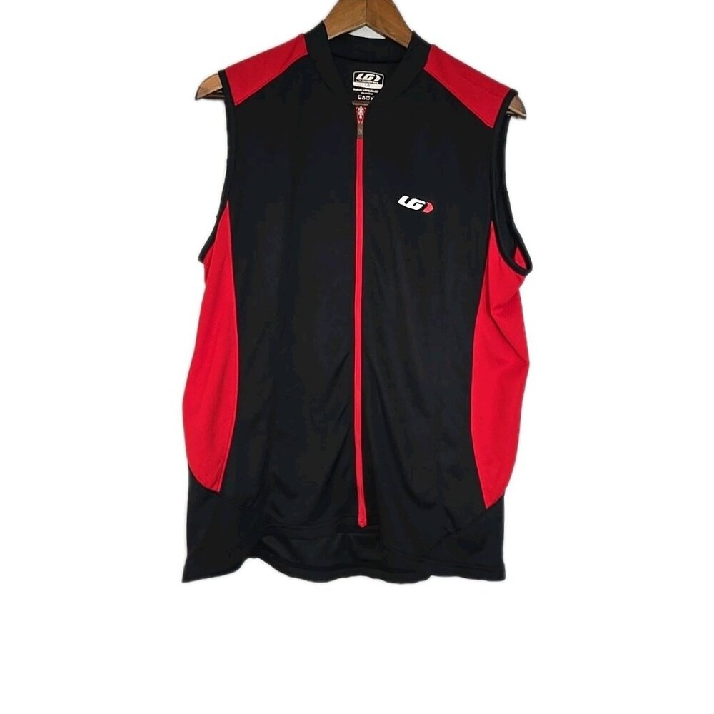 louis garneau cycling jersey Mens Large Sleeveless Full Zip Black Red